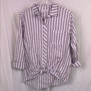 Empyre white and red stripe button down long sleeve shirt size large